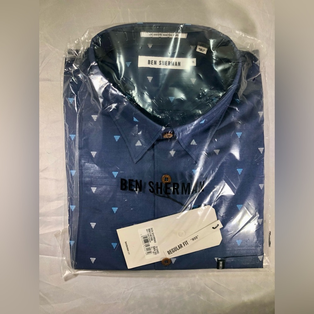 Ben Sherman,the Vintage Bunting Shirt. Navy Blazer w/embroidered triangles.XL